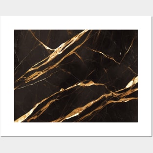 Brown marble with golden veins Posters and Art